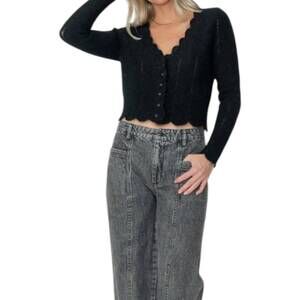 NEW WEST OF amelie scallop cardigan in black